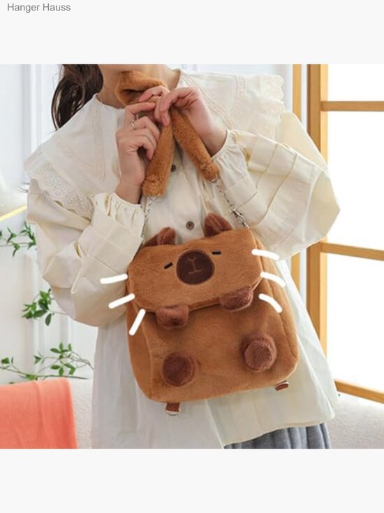 Capybara Plush Convertible Backpack Crossbody Bag